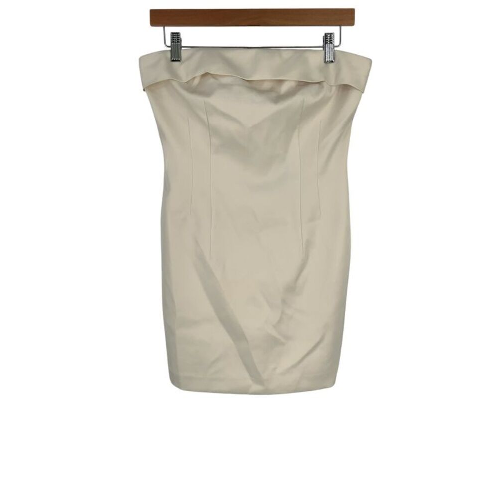 French Connection Strapless Satin Dress White 6